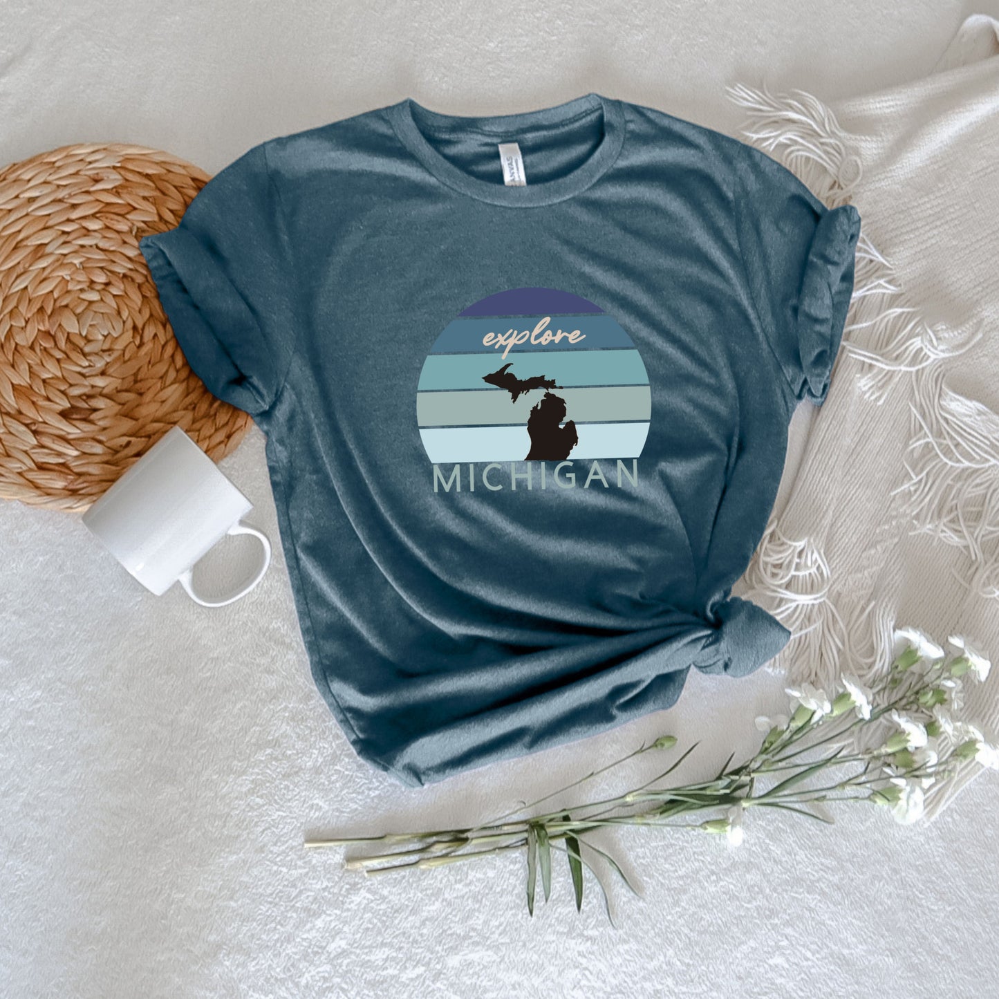EXPLORE MICHIGAN TEAL GRADIENT TEE