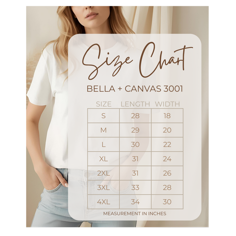 Size chart for STACKED BEACH TEE