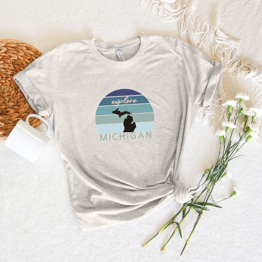 EXPLORE MICHIGAN TEAL GRADIENT TEE