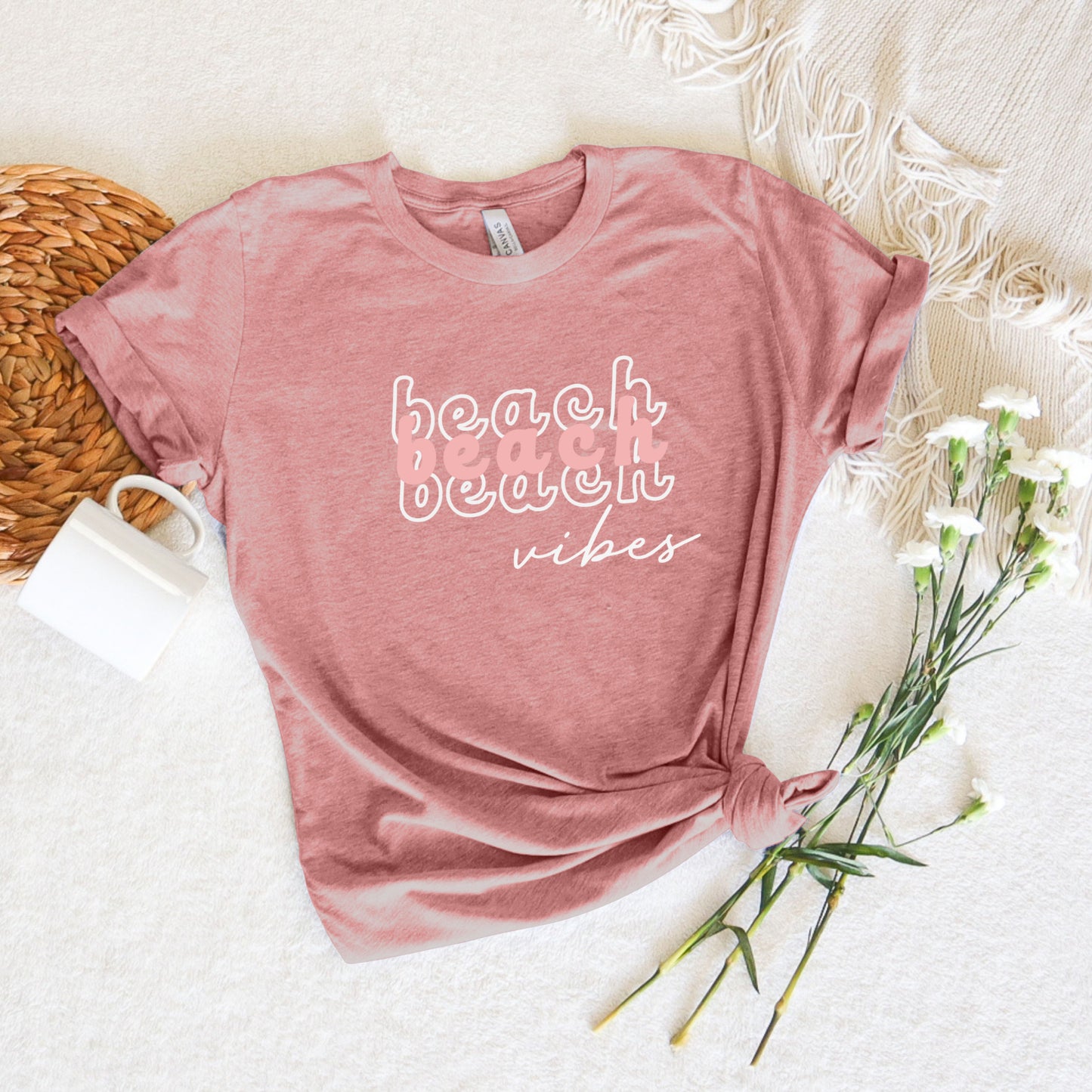 BEACH VIBES PEACH TEE