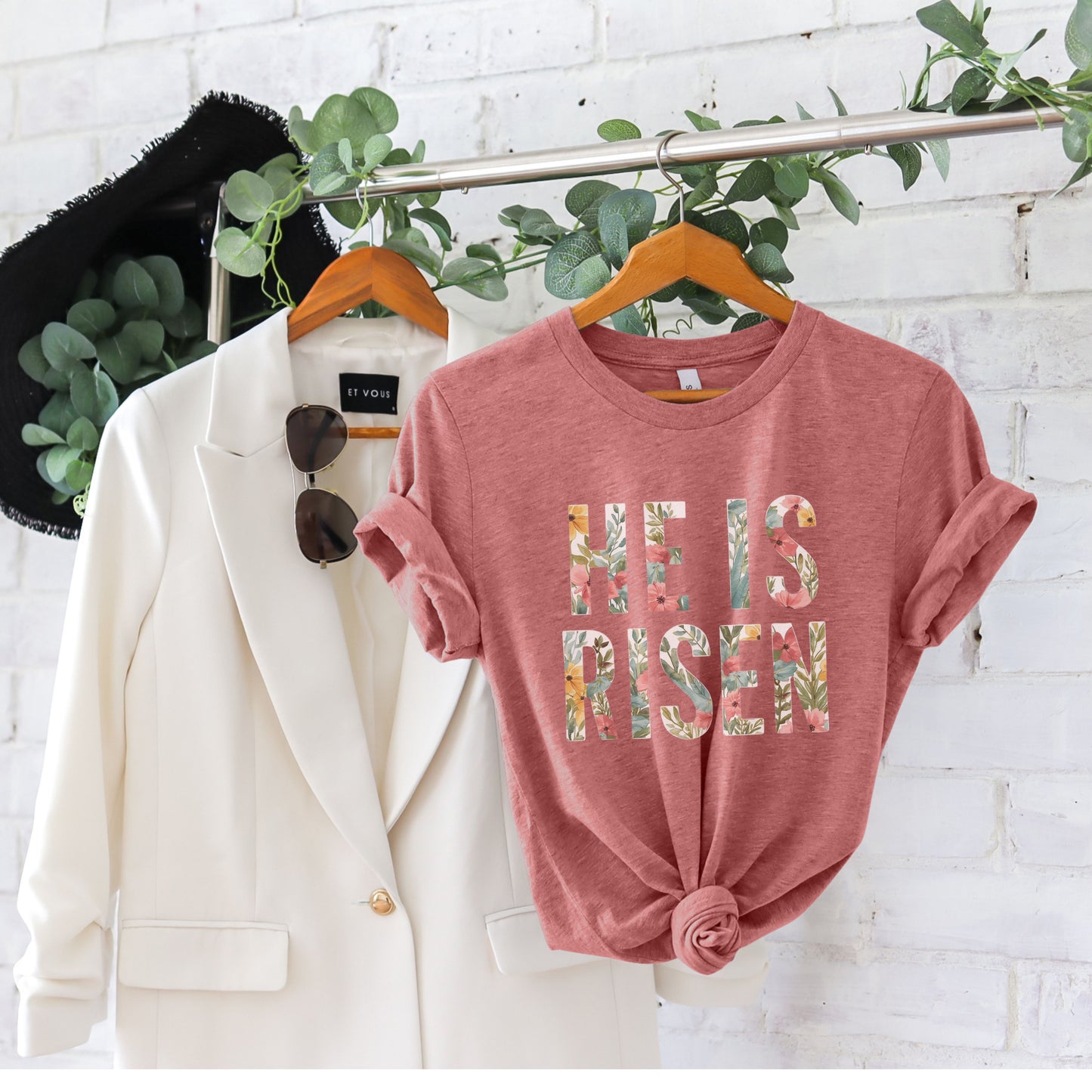 HE IS RISEN FLORAL TEE