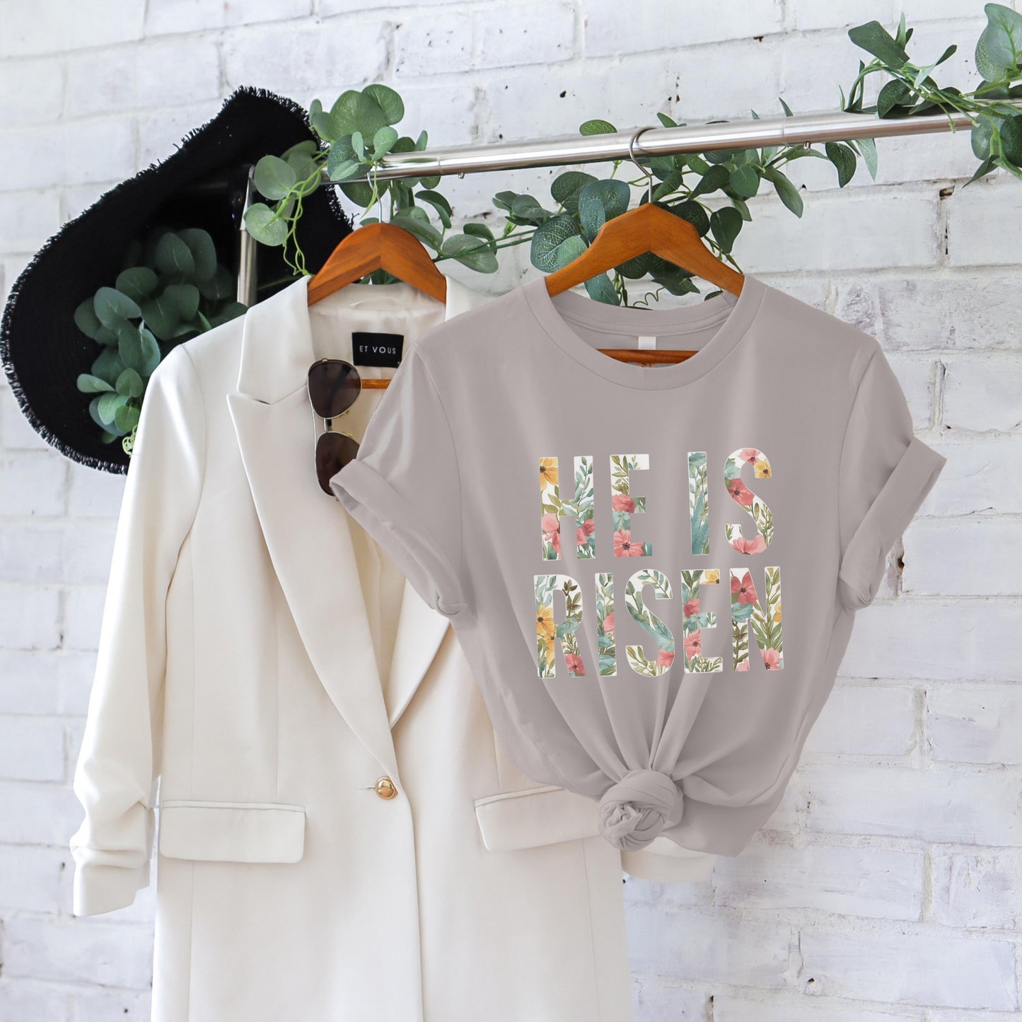 HE IS RISEN FLORAL TEE