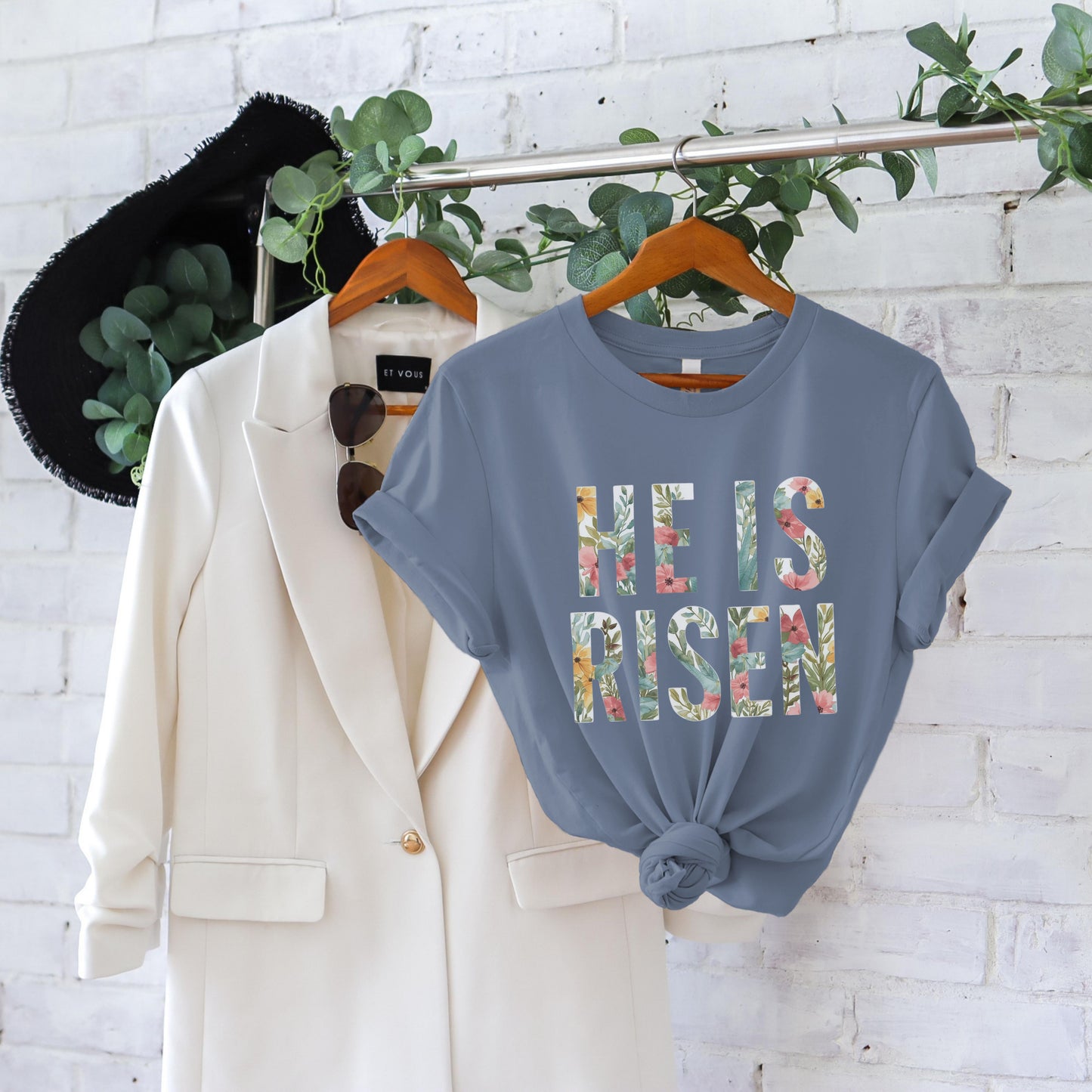 HE IS RISEN FLORAL TEE